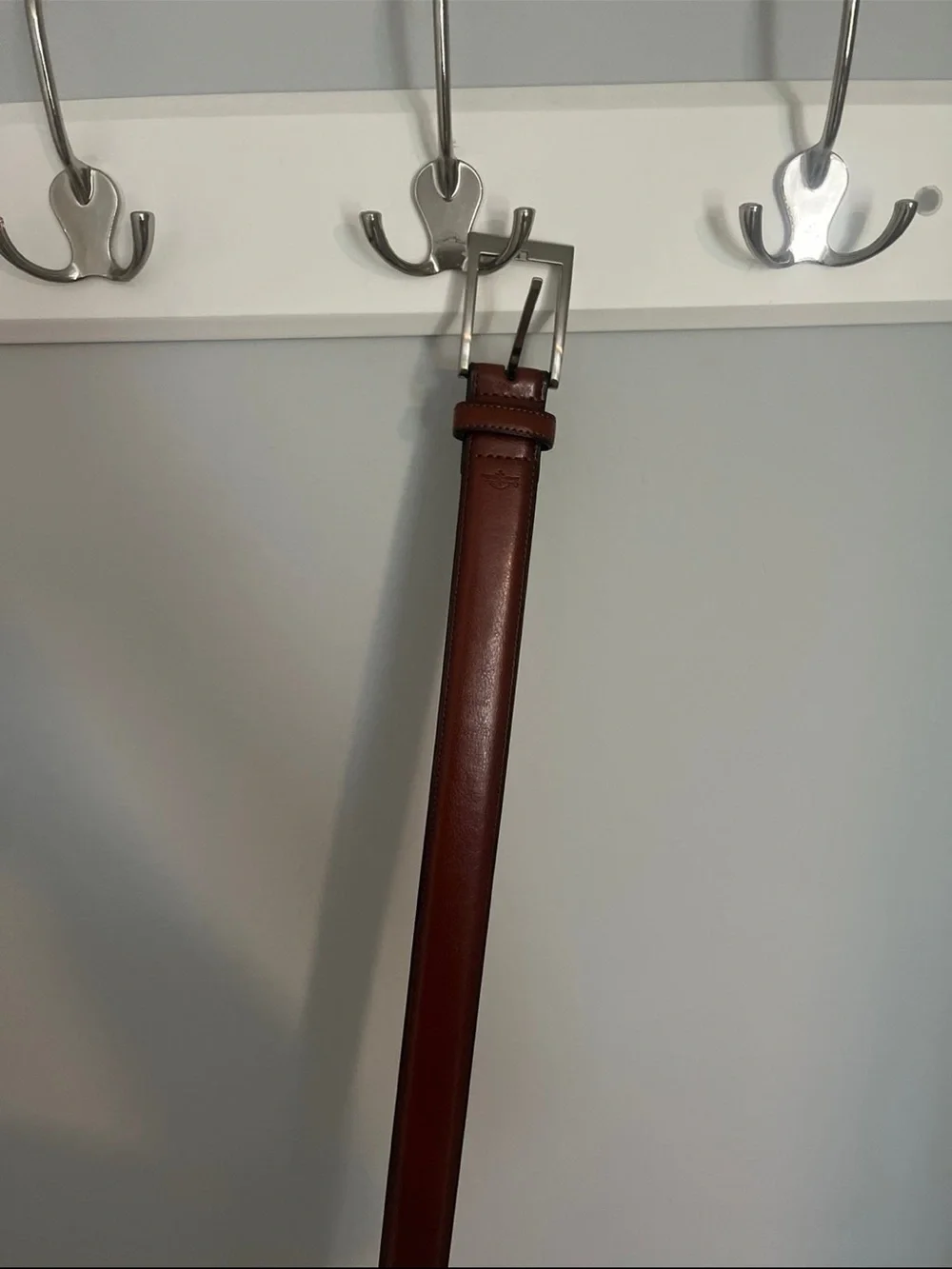 Dockers Men's Brown Leather Belt with Silver Buckle